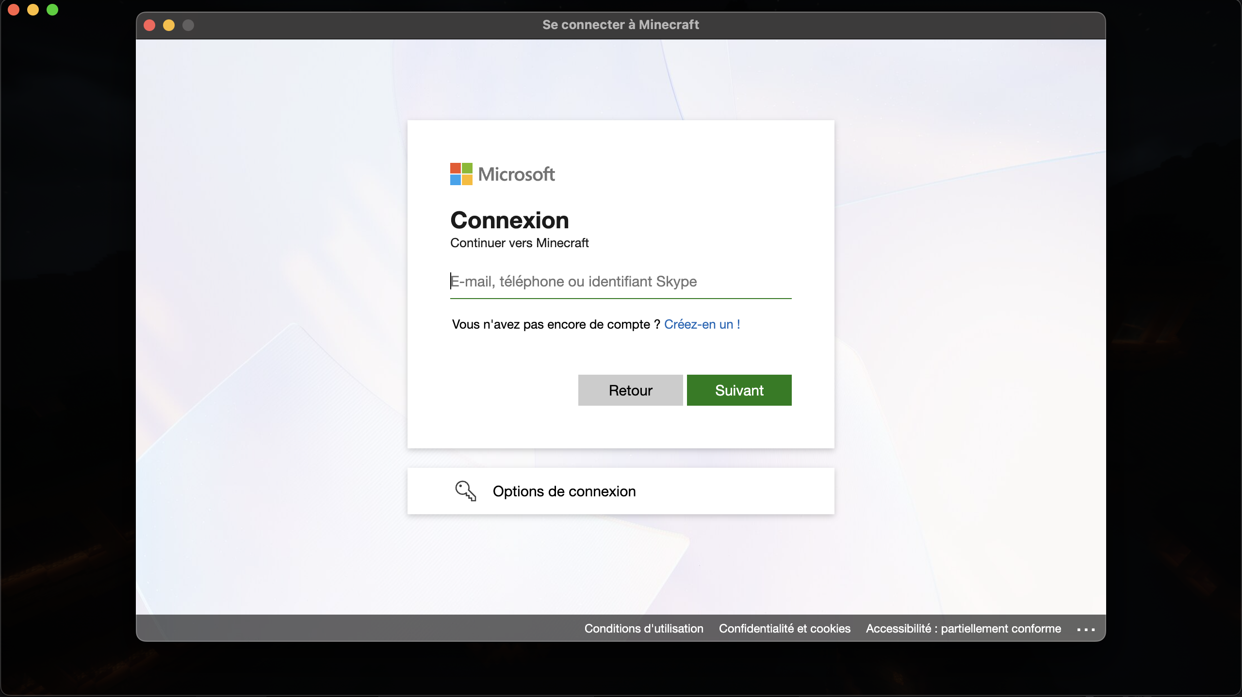 Écran de connexion du launcher Minecraft personnalisé LuuxCraft